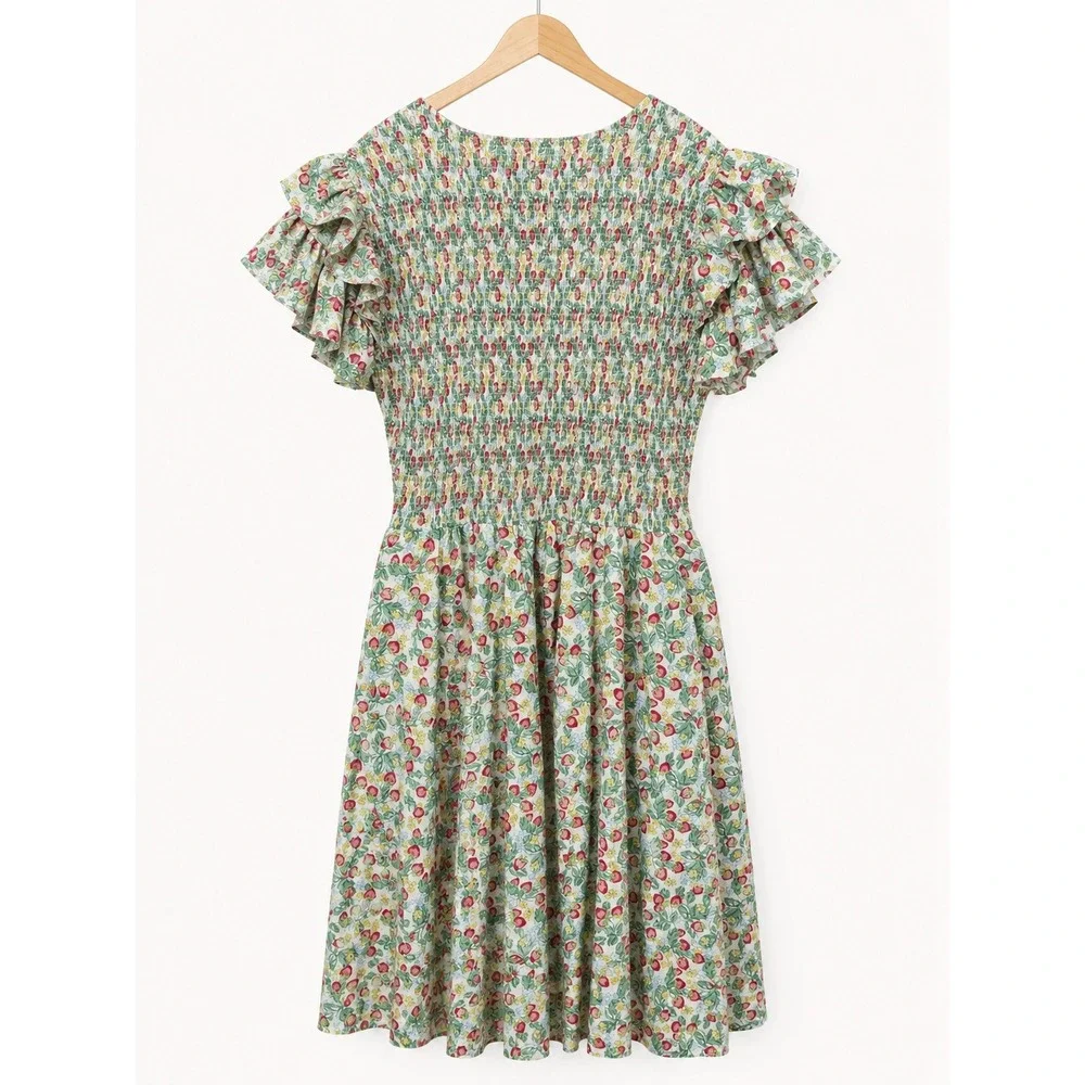 Ivy City Co Strawberry Smocked Ruffle Maxi Dress Size 3X Garden Party Cottage - Picture 2 of 11